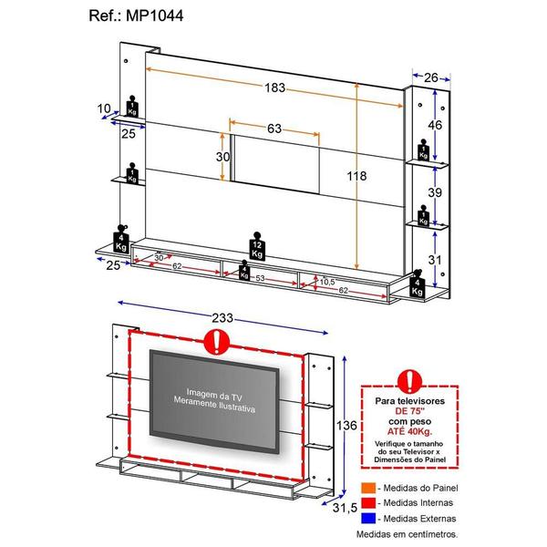 Imagem de Painel TV até 75" Web Multimóveis MP1044 Branco