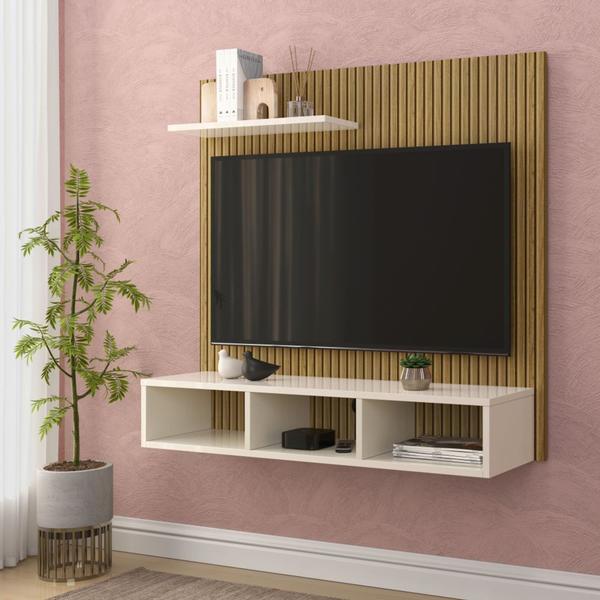 Imagem de Painel TV Smart 32 Polegadas Com Nichos Ripado Gold