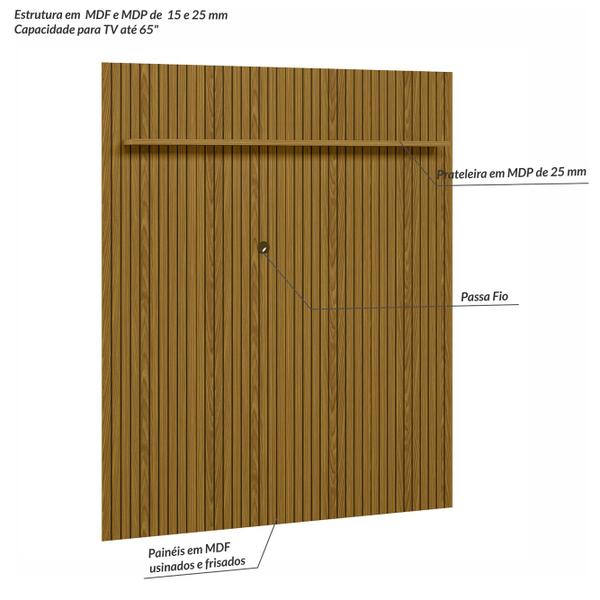 Imagem de Painel Uno Ripado P/Tvs até 65 Polegadas C/Prateleira 160cm Cedro - Olivar Móveis