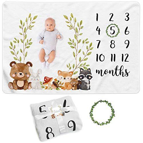 Imagem de Paishanas Baby Monthly Milestone Blanket  Menino  garota   de velo premium super macio  mensal do cobertor Adereços fotográficos para  recém-nascidos Cenário fotográfico 60" x 40"  Gênero Neutro