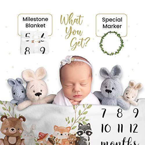 Imagem de Paishanas Baby Monthly Milestone Blanket  Menino  garota   de velo premium super macio  mensal do cobertor Adereços fotográficos para  recém-nascidos Cenário fotográfico 60" x 40"  Gênero Neutro