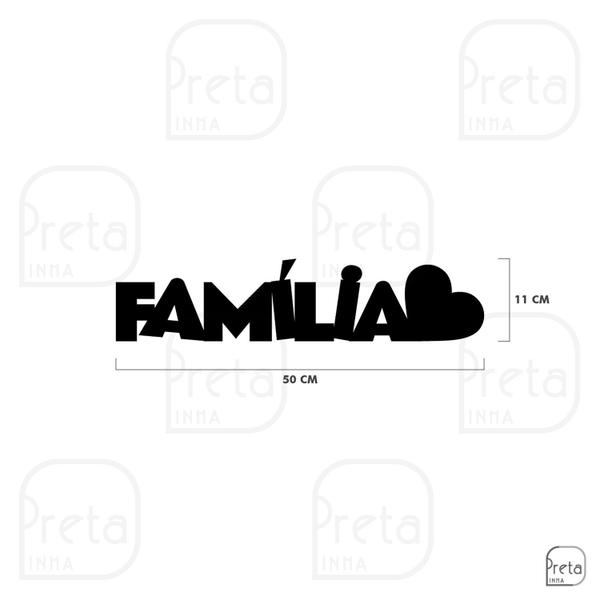 Imagem de Palavra de Parede Decorativo Familia Coração Mdf 6mm 50x11cm