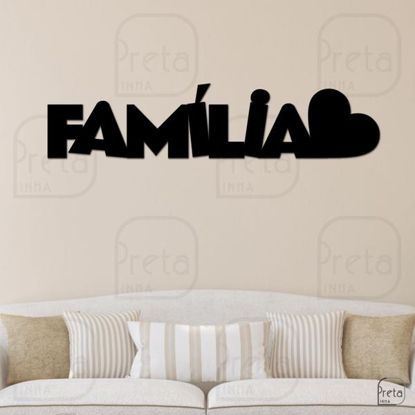 Imagem de Palavra de Parede Decorativo Familia Coração Mdf 6mm 50x11cm