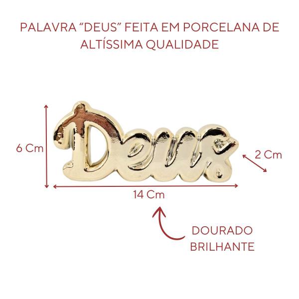 Imagem de Palavra Decorativa Deus Porcelana Cerâmica Brilhante Decoração Rack Sala