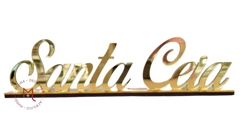 Palavra Decorativa - Santa Ceia - Frase Espelhada Dourada - Magicril Decor