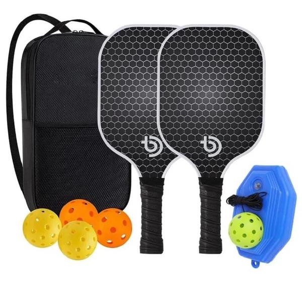 Imagem de Paleta de Pickleball de Fibra de Carbono Leve e Durável - Com Placa em Formato de Favo de Mel