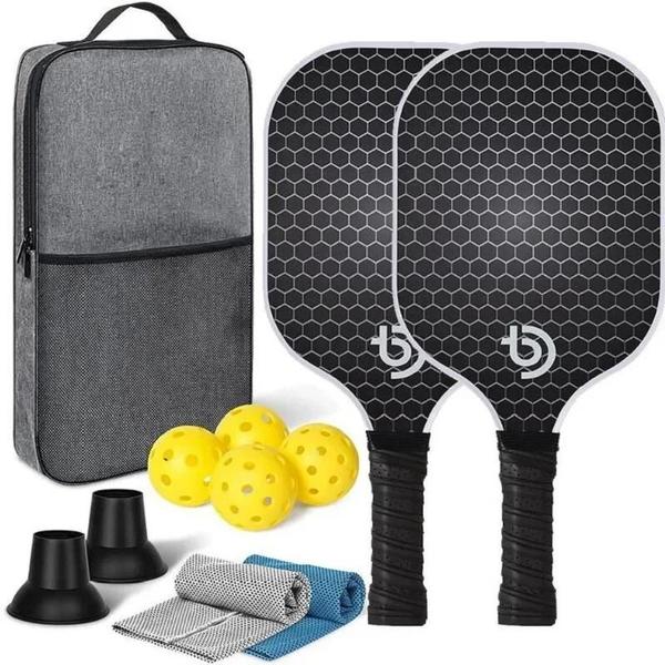 Imagem de Paleta de Pickleball de Fibra de Carbono Leve e Durável - Com Placa em Formato de Favo de Mel