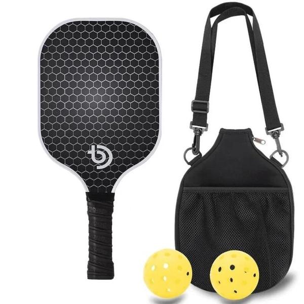 Imagem de Paleta de Pickleball de Fibra de Carbono Leve e Durável - Com Placa em Formato de Favo de Mel