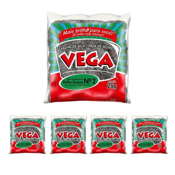 Palha De Aço Grossa Professional N2 Vega 25Gr Kit 5 - Vegasteel Imagem de Palha De Aço Grossa Professional N2 Vega 25Gr Kit 5
