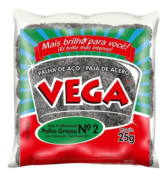 Palha De Aço Grossa Professional N2 Vega 25gr - VegaSteel Imagem de Palha De Aço Grossa Professional N2 Vega 25gr