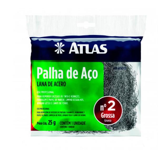 PALHA DE AÇO Nº2 GROSSA REMOVE EXCESSOS DE TINTAS ATLAS Imagem de PALHA DE AÇO Nº2 GROSSA REMOVE EXCESSOS DE TINTAS ATLAS