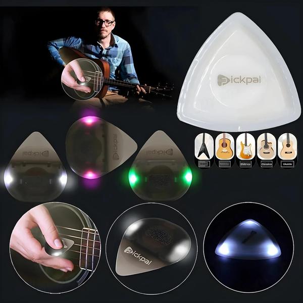 Imagem de Palheta De Guitarra LED Luminosa De Alta Sensibilidade Para Guitarristas Elétricos De Baixo E