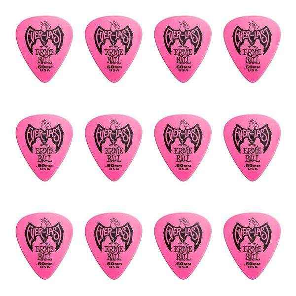 Imagem de Palheta Ernie Ball Everlast 0.60mm Pink PCT C/12 P09179