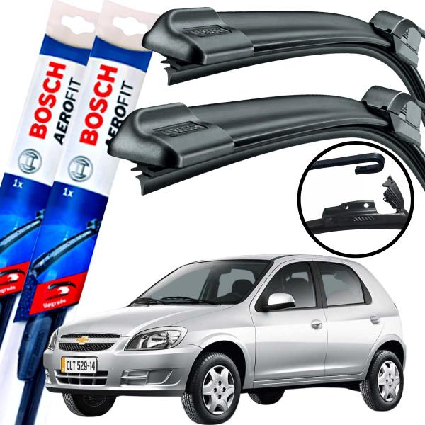 Imagem de Palheta Limpador De Parabrisa Par Dianteiro Silicone Bosh Chevrolet Celta 2004 2005 2006 2007 2008 2009 2010 2011 2012 2013 BOSCH