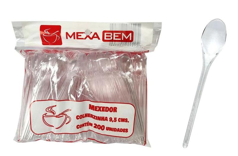 Imagem de Palheta/ Mexedor Colherinha 9,5 Cm Kit C/ 1000-mexa Bem