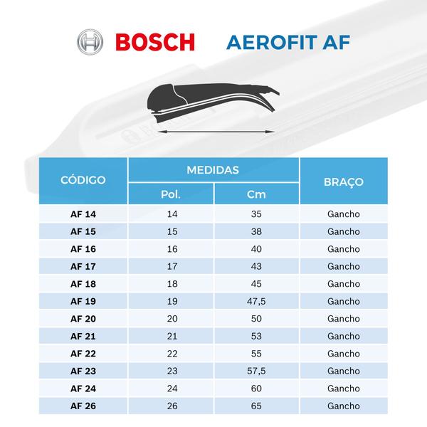 Palheta Unitária Limpador Parabrisa Silicone Bosch AF16 Original Imagem de Palheta Unitária Limpador Parabrisa Silicone Bosch AF16 Original