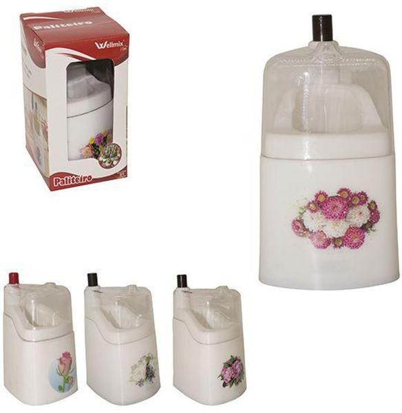Paliteiro palito automatico branco decorado mesa de plastico - Wellmix Imagem de Paliteiro palito automatico branco decorado mesa de plastico - Wellmix
