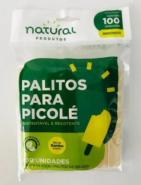 Imagem de Palito De Picolé/Sorvete Bambu Redondo Natural 100 Unidades