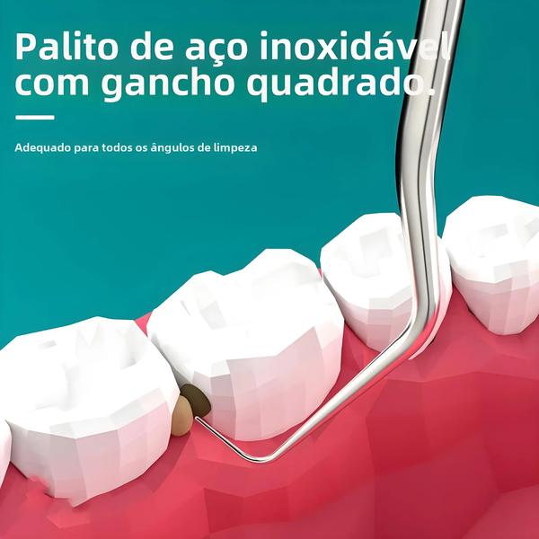 Imagem de Palitos de Dente Portáteis de Aço Inoxidável - 8 Pacotes com Fio Dental