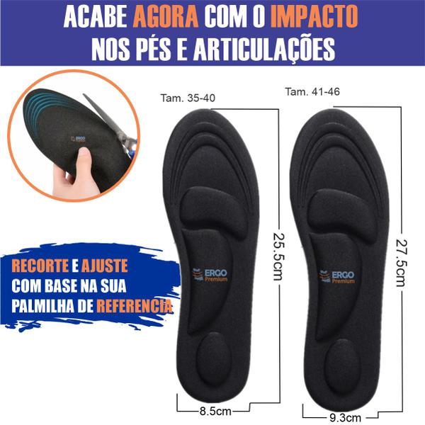 Imagem de Palmilha Anti Impacto Amortecedora Macia De Alto Desempenho e Performance Para Esportes Original Ergo Premium