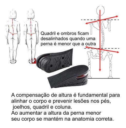 Imagem de Palmilha Elevatória Gel Preta Anti Impacto Corretor Postura