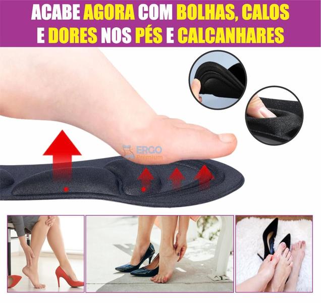 Imagem de Palmilha Feminina Salto Scarpin Para Dores Calos e Bolhas nos Pés Original 