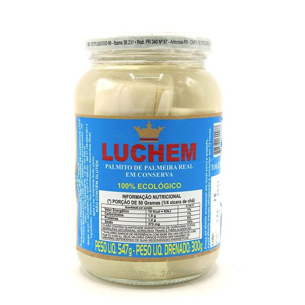 Palmito de Palmeira Real em Conserva 100% Ecológico Luchem 547g Imagem de Palmito de Palmeira Real em Conserva 100% Ecológico Luchem 547g