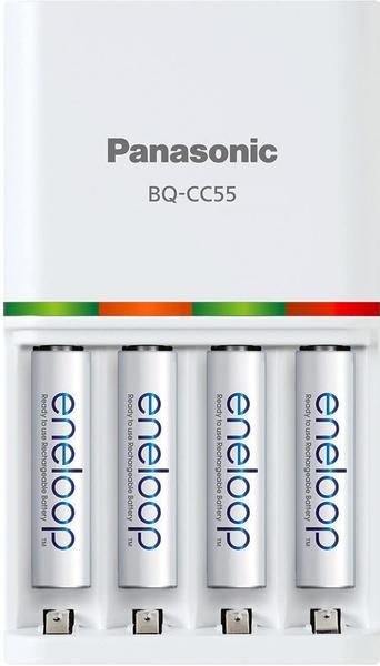 Imagem de Panasonic K-KJ55MCA4BA Bateria individual avançada 3 horas carregador rápido com 4 baterias recarregáveis AA eneloop, branco