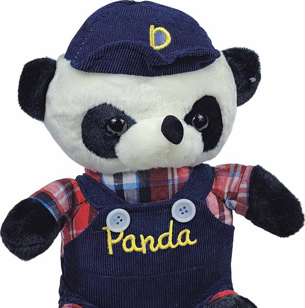 Imagem de Panda Pelúcia Com Roupinha e Bonè 25Cms - Vermelho