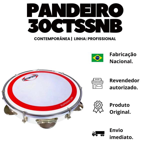 Imagem de Pandeiro Contemporânea Pele Super Nylon Formica 10 Polegadas