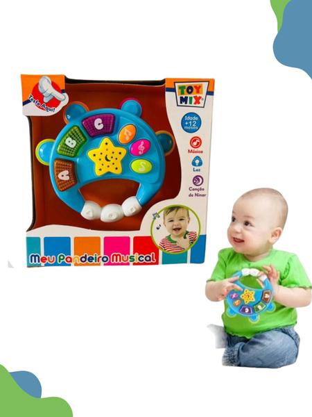 Imagem de Pandeiro Musical Infantil Baby Magic Com Luz Brinquedo Criança Bebe