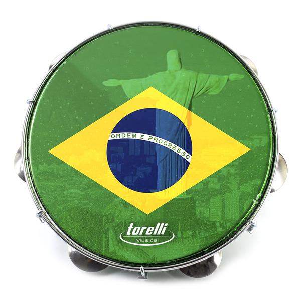 Imagem de Pandeiro Torelli Brasil Cristo 10" Verde Pele Nylon Com Bag