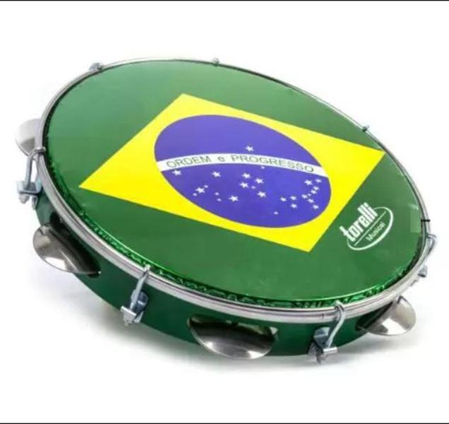 Imagem de Pandeiro torelli poliestireno injetado verde pele brasil 10"