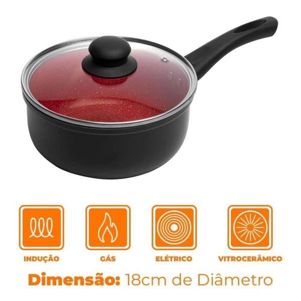 Imagem de Panela Antiaderente Revestimento Cerâmico Cooktop Fogão Indução 18cm Avulsa