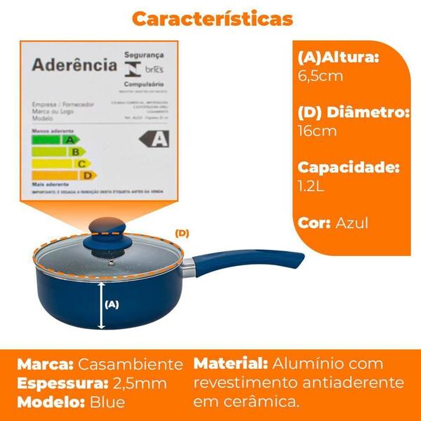 Imagem de Panela Antiaderente Revestimento Cerâmico Genebra Blue 16Cm