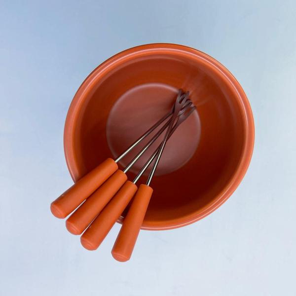 Panela Aparelho Fondue Chocolate Kit 7 Pcs Cerâmica Com Vela - Fullfit Imagem de Panela Aparelho Fondue Chocolate Kit 7 Pcs Cerâmica Com Vela