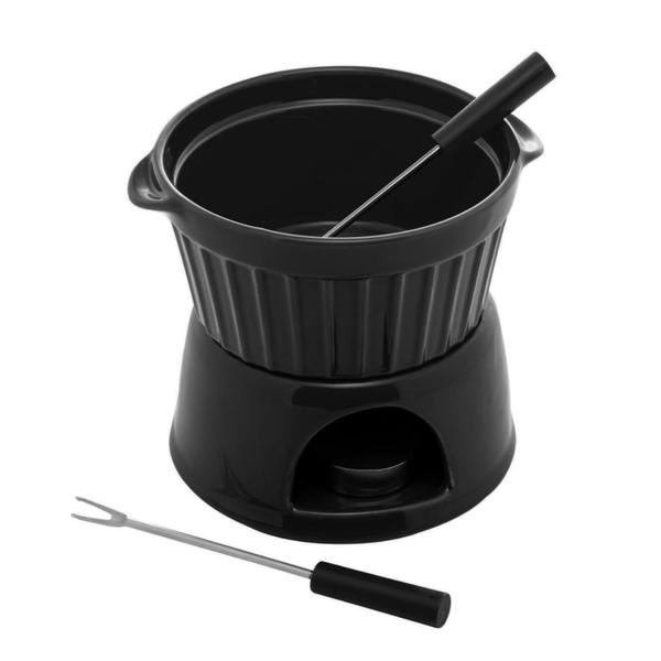 Imagem de Panela Aparelho Fondue Conjunto Kit 4 Peças Porcelana Completo Lyor