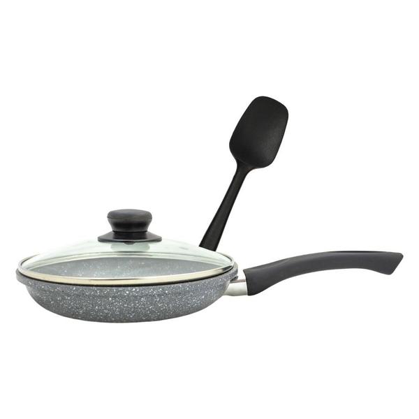 Panela Avulsa Indução Magnética Frigideira 20cm Com Tampa E Espátula Preta - Wolff Imagem de Panela Avulsa Indução Magnética Frigideira 20cm Com Tampa E Espátula Preta