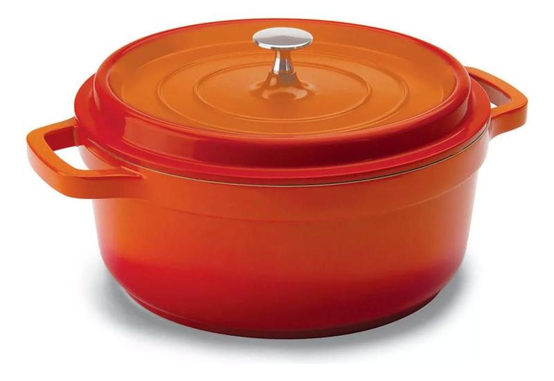 Panela Caçarola Antiaderente 2,4L Grossa Vermelha Laranja Com Tampa Hercules Panela Caçarola Antiaderente 2,4L Grossa Vermelha Laranja Com Tampa Hercules