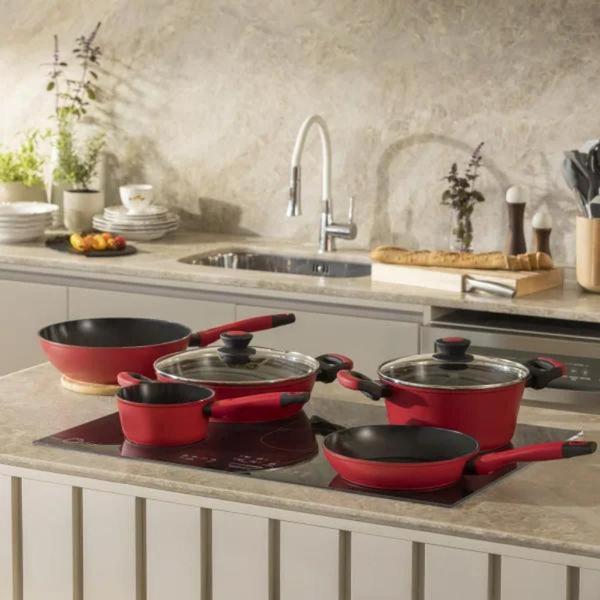 Panela Caçarola Antiaderente Cerâmica Fundo Indução 24cm Oxford Em Alumínio Forjado Imagem de Panela Caçarola Antiaderente Cerâmica Fundo Indução 24cm Oxford Em Alumínio Forjado