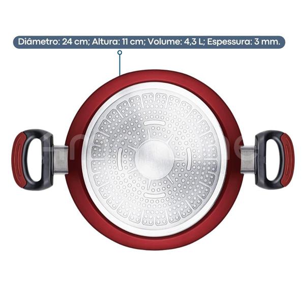 Panela Caçarola Antiaderente Cerâmica Fundo Indução 24cm Oxford Em Alumínio Forjado Imagem de Panela Caçarola Antiaderente Cerâmica Fundo Indução 24cm Oxford Em Alumínio Forjado