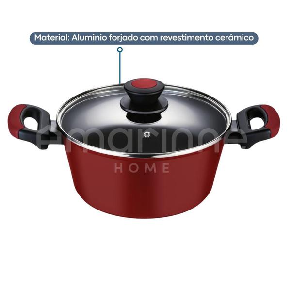 Panela Caçarola Antiaderente Cerâmica Fundo Indução 24cm Oxford Em Alumínio Forjado Imagem de Panela Caçarola Antiaderente Cerâmica Fundo Indução 24cm Oxford Em Alumínio Forjado