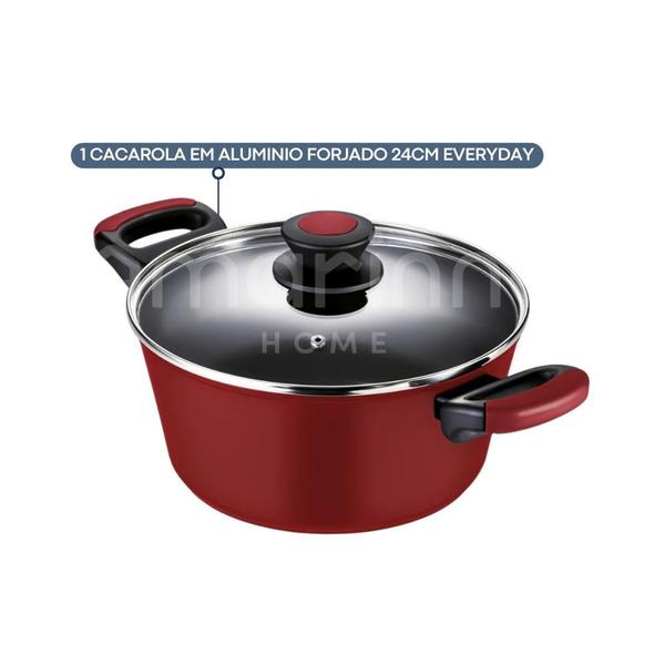 Panela Caçarola Antiaderente Cerâmica Fundo Indução 24cm Oxford Em Alumínio Forjado Imagem de Panela Caçarola Antiaderente Cerâmica Fundo Indução 24cm Oxford Em Alumínio Forjado