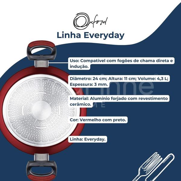 Panela Caçarola Antiaderente Cerâmica Fundo Indução 24cm Oxford Em Alumínio Forjado Imagem de Panela Caçarola Antiaderente Cerâmica Fundo Indução 24cm Oxford Em Alumínio Forjado