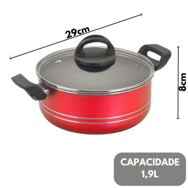 Imagem de Panela Caçarola Avulsa Techflon Antiaderente N18 1,9 Litros Vermelho