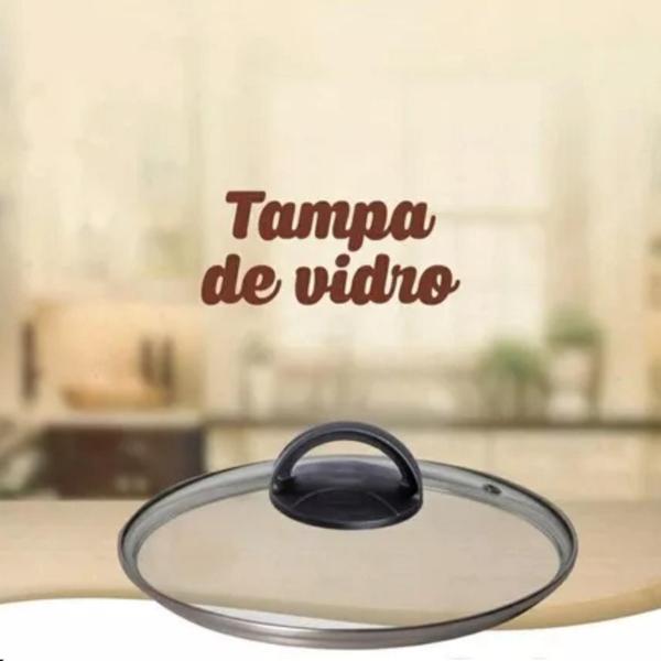 Imagem de Panela Caçarola  Caldeirão Avulsa Teflon Antiaderente Tampa Vidro Arroz Feijoada - R&L