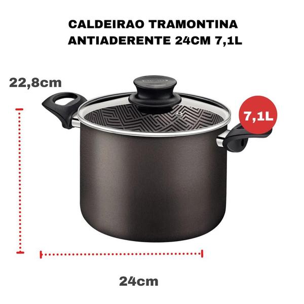 Panela Caçarola Caldeirão Tramontina Avulsa Antiaderente Com Tampa Paris 24cm 7,1 Litros Não Gruda Imagem de Panela Caçarola Caldeirão Tramontina Avulsa Antiaderente Com Tampa Paris 24cm 7,1 Litros Não Gruda