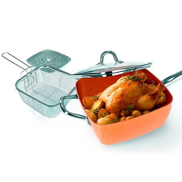 Panela Caçarola Frigideira Titânio Cerâmica Antiaderente Frita sem Óleo Não Gruda 25cm - CAÇAROLA FRIGIDEIRA FRITADEIRA Imagem de Panela Caçarola Frigideira Titânio Cerâmica Antiaderente Frita sem Óleo Não Gruda 25cm