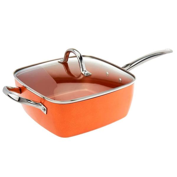 Panela Caçarola Frigideira Titânio Cerâmica Antiaderente Frita sem Óleo Não Gruda 25cm - CAÇAROLA FRIGIDEIRA FRITADEIRA Imagem de Panela Caçarola Frigideira Titânio Cerâmica Antiaderente Frita sem Óleo Não Gruda 25cm