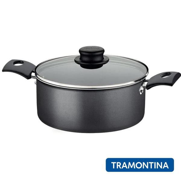 Imagem de Panela Caçarola Tramontina Avulsa Antiaderente Aluminio 18 cm 2 Litros Turim Preto Não Gruda